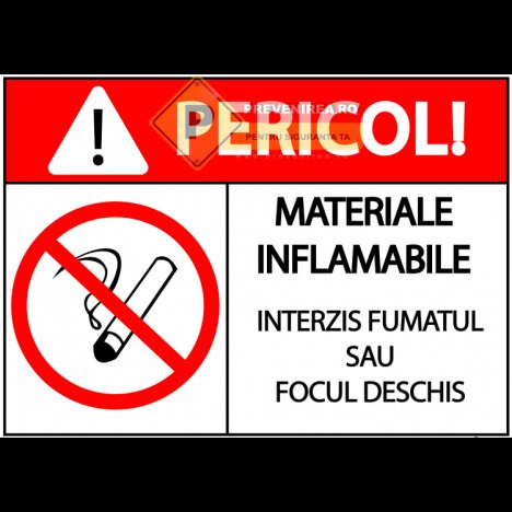 Indicator pentru material inflamabil interzis fumatul